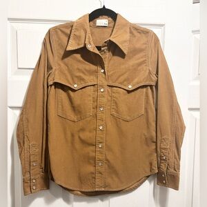 Aritzia Wilfred Free Kaila Shirt Corduroy Western Button Up Snap Front Size XS